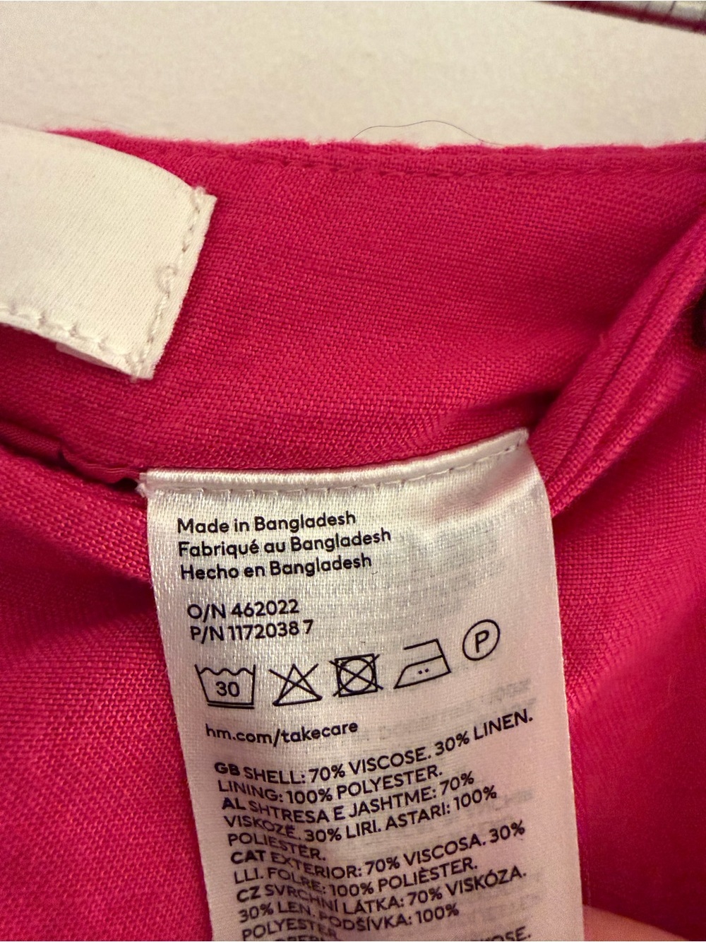 💖H&M Hot Pink Linen Mini Skirt with Back Zipper Closure Size 6💖 - Picture 4 of 4